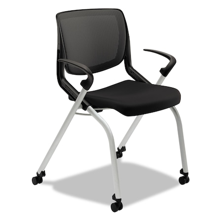 Hon Stacking Chair Fixed Arms, Motivate Series, Fabric Black HMN2.F.A.IM.ON.CU10.PLAT